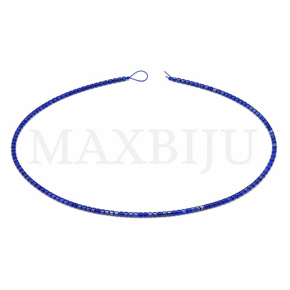Strings of 2.5mm faceted lapis lazuli cubes.
