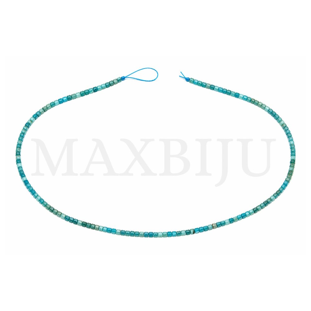 Strings of Faceted Apatite Cubes, 2.5mm.