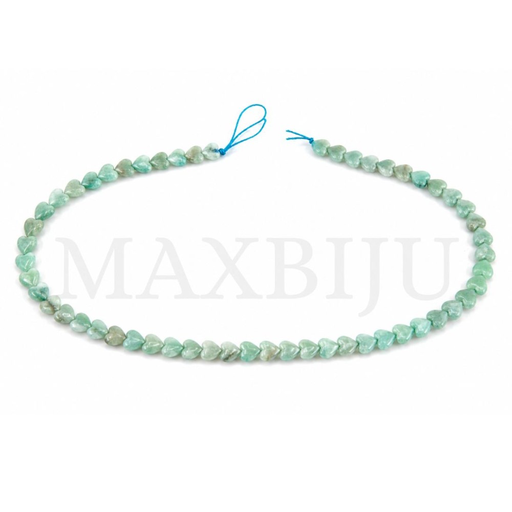 Strings of Amazonite - Heart-shaped 6mm.
