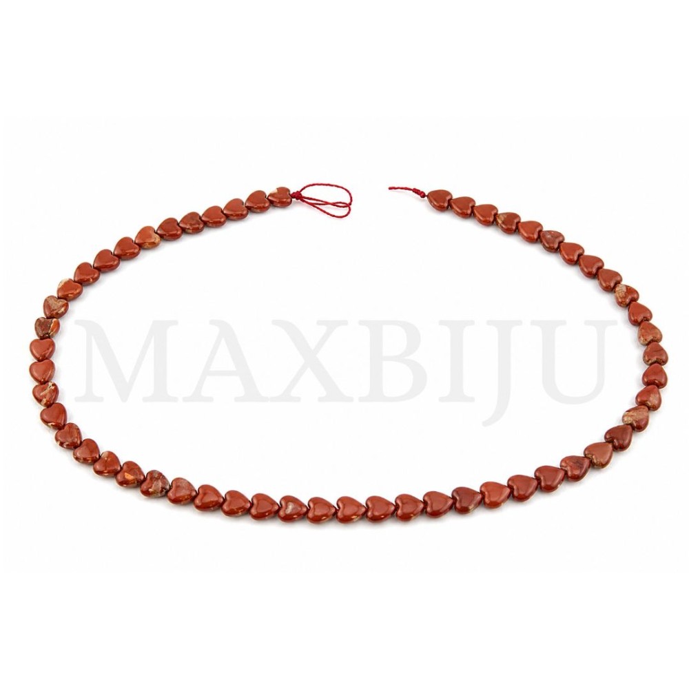 Strings of Red Jade - Heart 6mm.