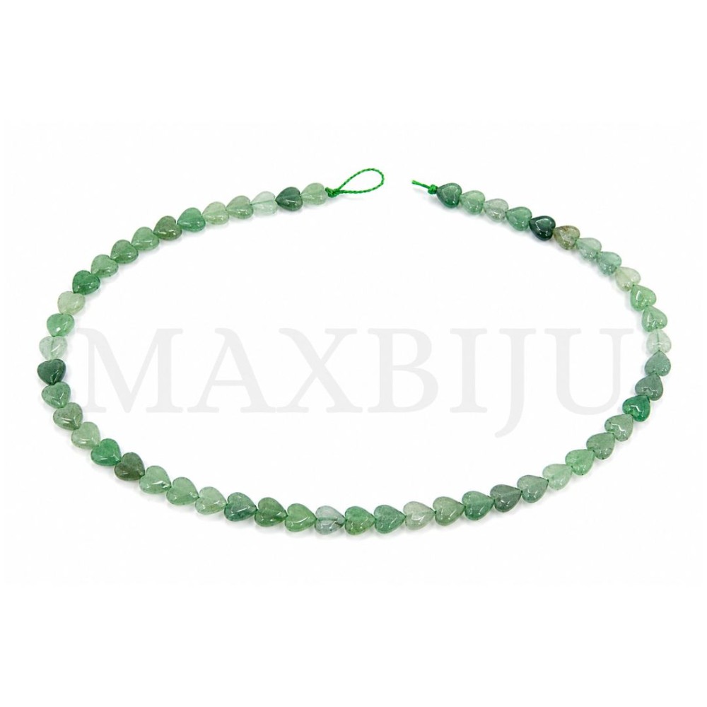 Strings of Green Aventurine - Heart-shaped 6mm.