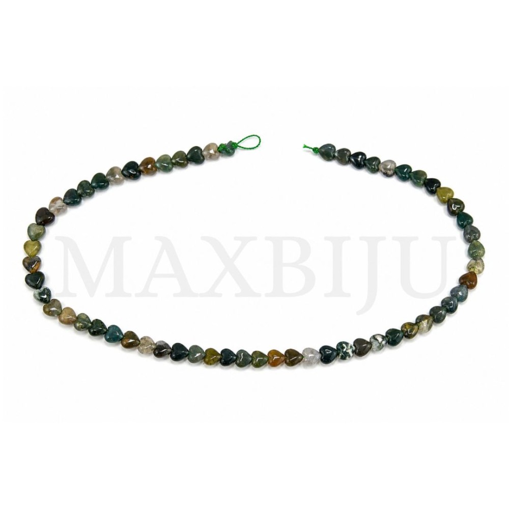 Strands of Indian Agate – Heart 6mm.