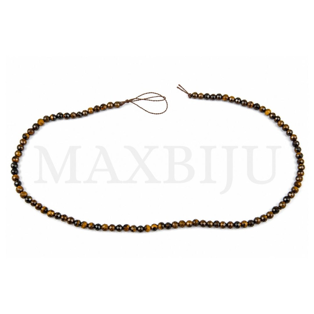 Strings of 4mm Faceted Tiger's eye Beads.