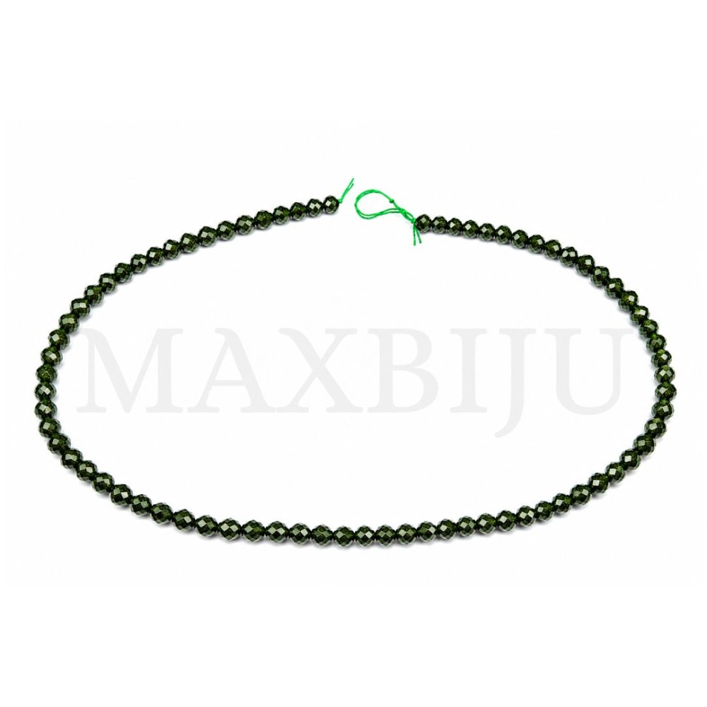 Green Sand Beads, Faceted, 4mm.