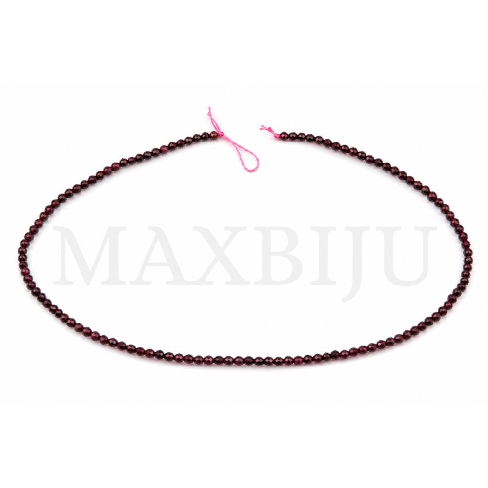 Strings of 3mm Faceted Red Tourmaline.