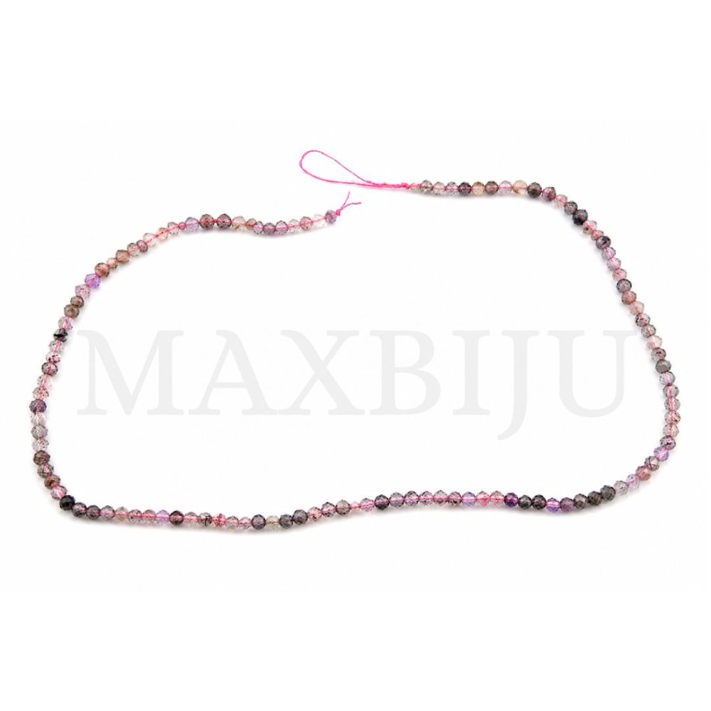 Strings of 4mm Faceted Rutilated Quartz.