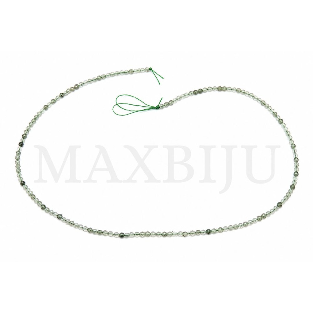 Fiadas de Quartzo Rutilado Verde Facetada 3mm.