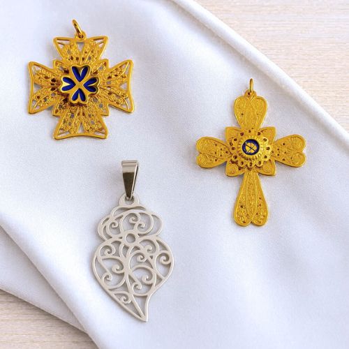 Steel Portuguese Symbols Pendant