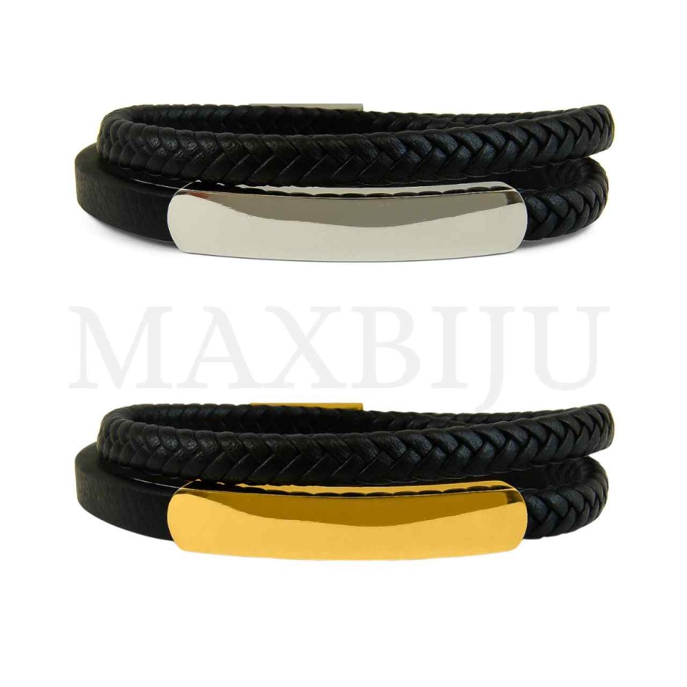 Stainless Steel "Braided Leather Bracelet"
(7cm)