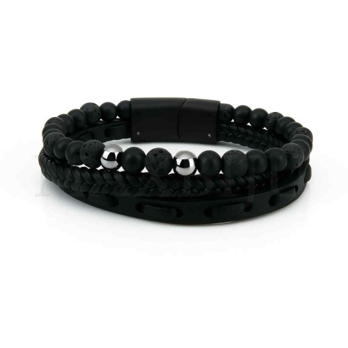 Stainless Steel "Braided Leather Bracelet"
(21cm)