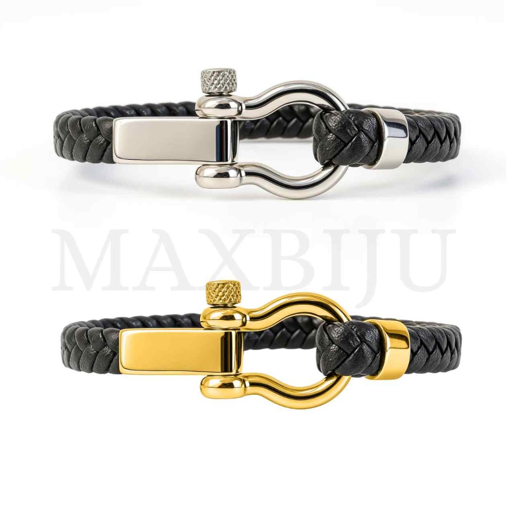 Stainless Steel "Braided Leather Bracelet"
(21cm)