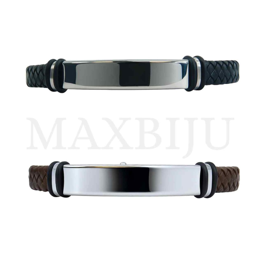Stainless Steel "Braided Leather Bracelet"
(22cm)