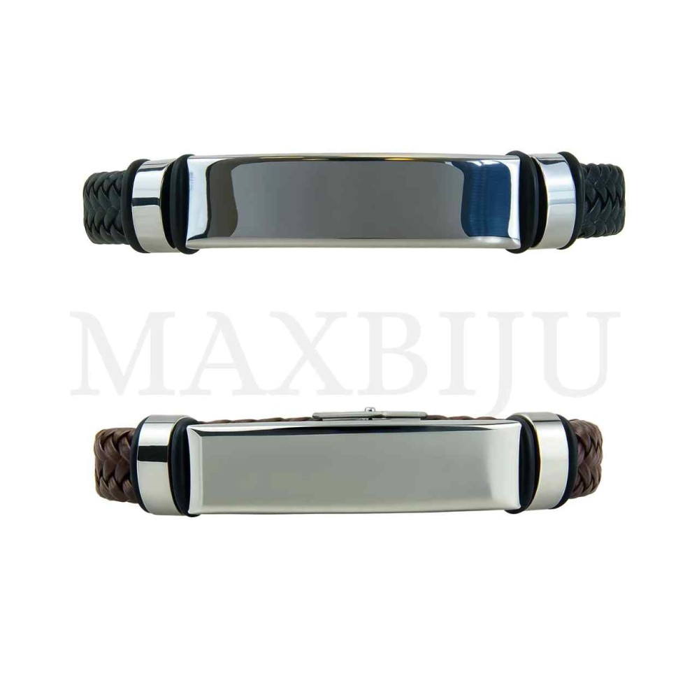 Stainless Steel "Braided Leather Bracelet"
(22cm)