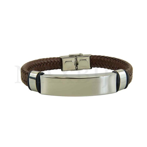 Stainless Steel "Braided Leather Bracelet"
(22cm)