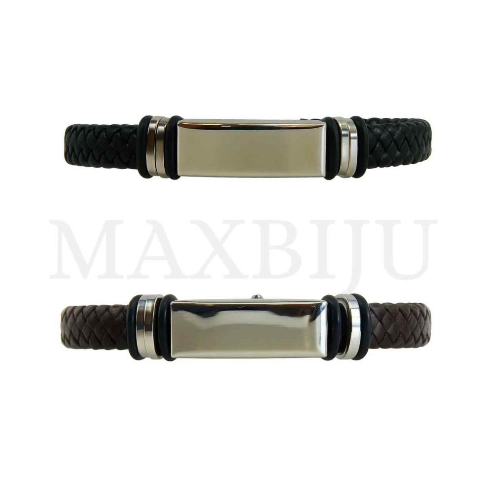 Stainless Steel "Braided Leather Bracelet"
(22cm)