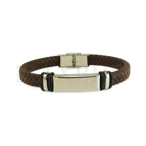 Stainless Steel "Braided Leather Bracelet"
(22cm)
