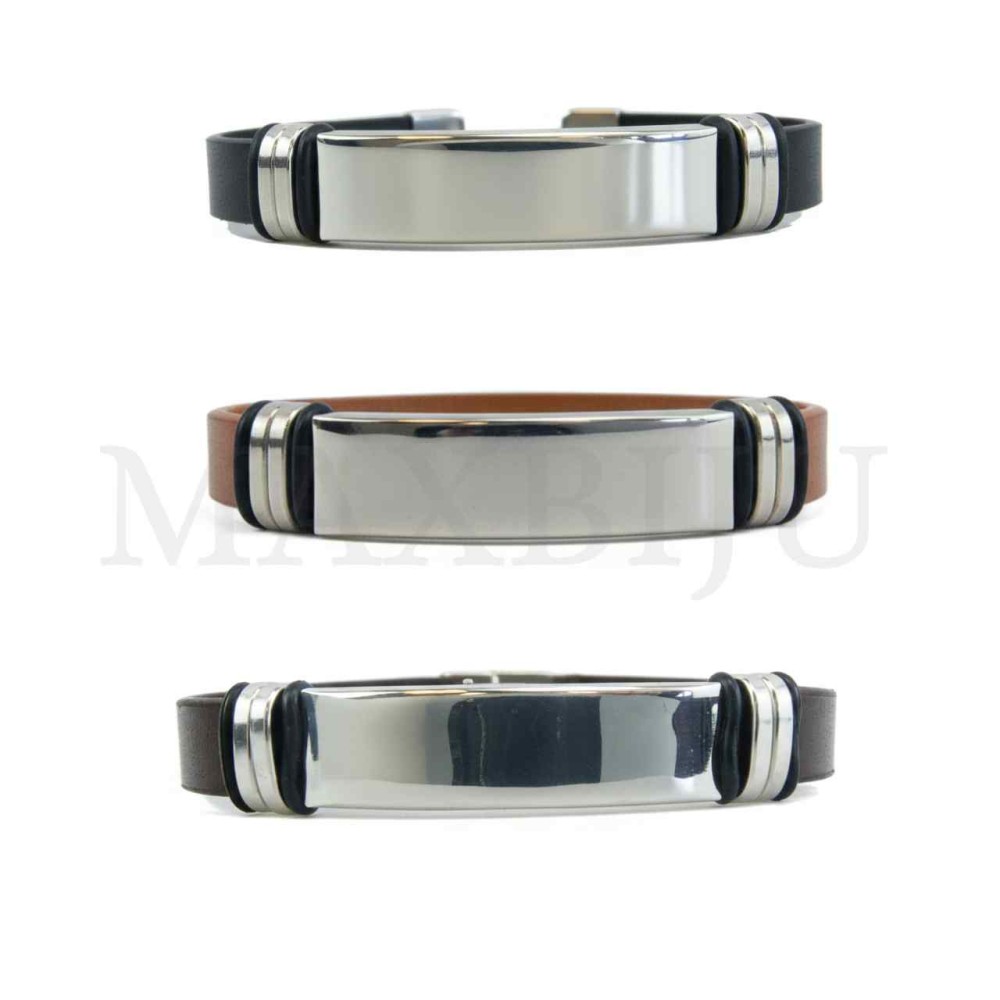 Stainless Steel "Leather Bracelet"
(22cm)