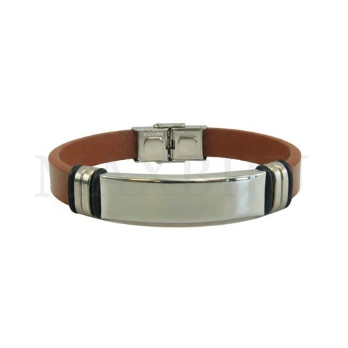 Stainless Steel "Leather Bracelet"
(22cm)