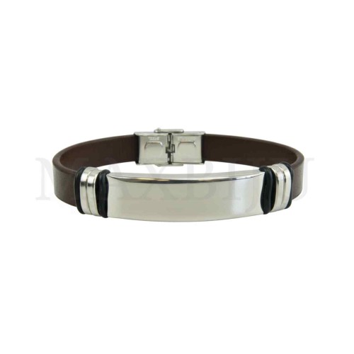 Stainless Steel "Leather Bracelet"
(22cm)