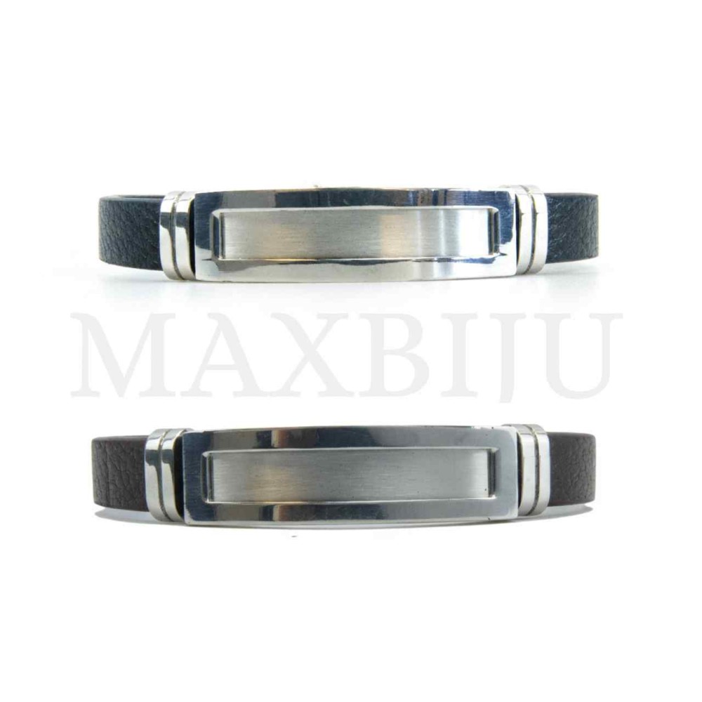 Stainless Steel "Leather Bracelet"
(22cm)