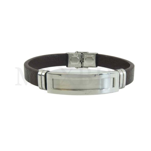 Stainless Steel "Leather Bracelet"
(22cm)