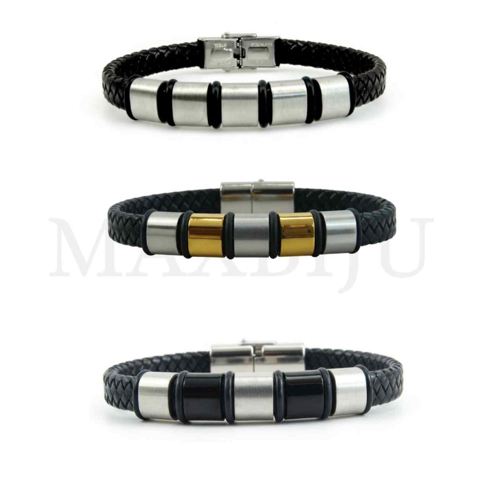 Stainless Steel "Braided Leather Bracelet"
(20,50cm)
