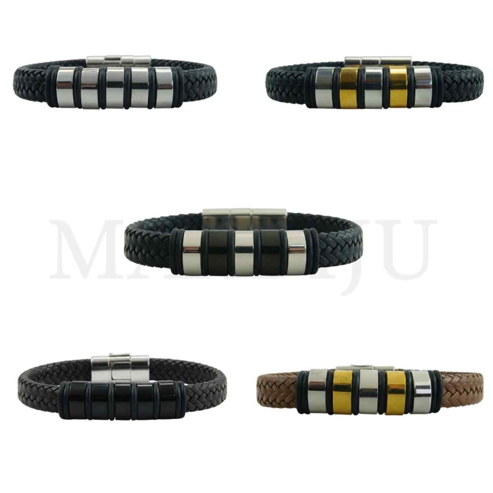 Stainless Steel "Braided Leather Bracelet"
(21cm)