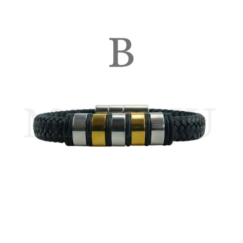 Stainless Steel "Braided Leather Bracelet"
(21cm)