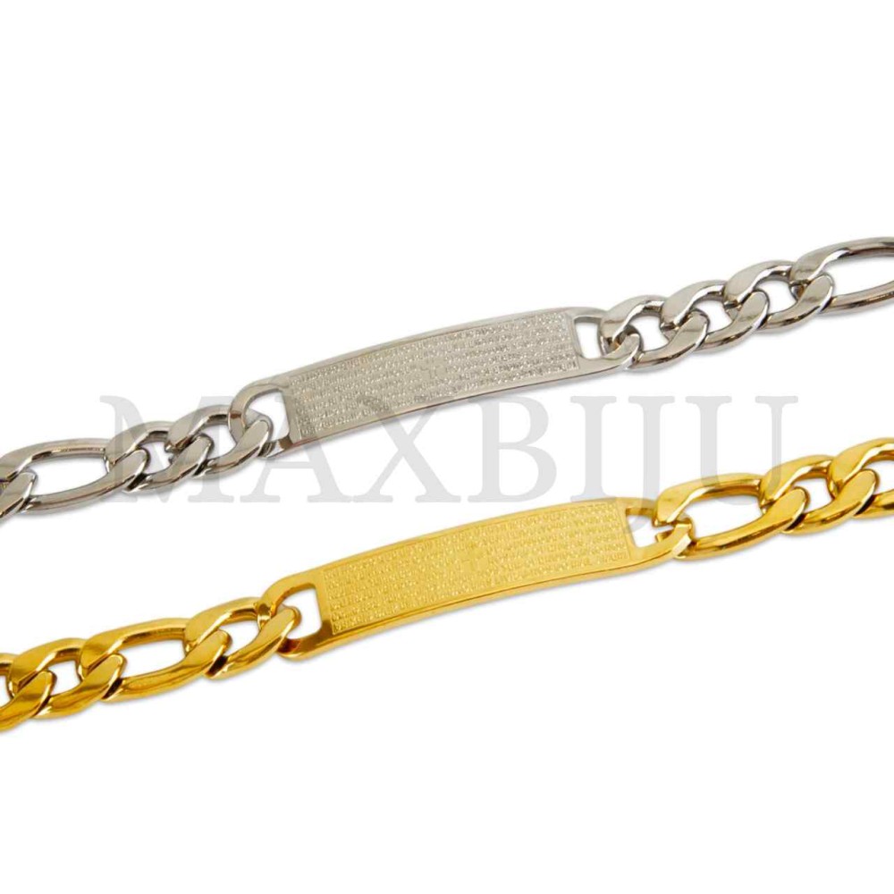 Steel Figaro Links Bracelet "Pai Nosso"
(19cm)10x50mm