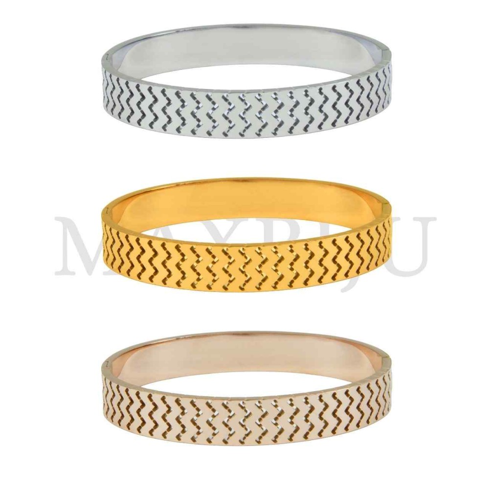 Stainless Steel "Jagged Stripes Bracelet" (6cm)