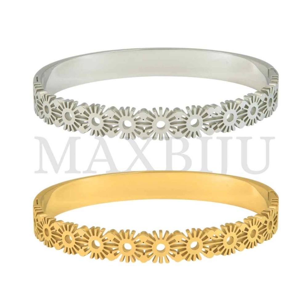 Stainless Steel "Sunflower Pattern Bracelet" (6cm)