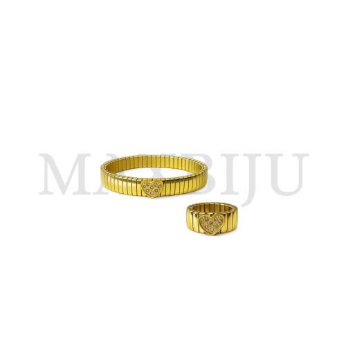 Stainless Steel Bracelet and Ring Set- Adjustable