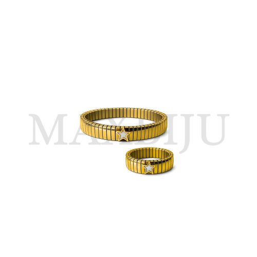 Stainless Steel Bracelet and Ring Set- Adjustable