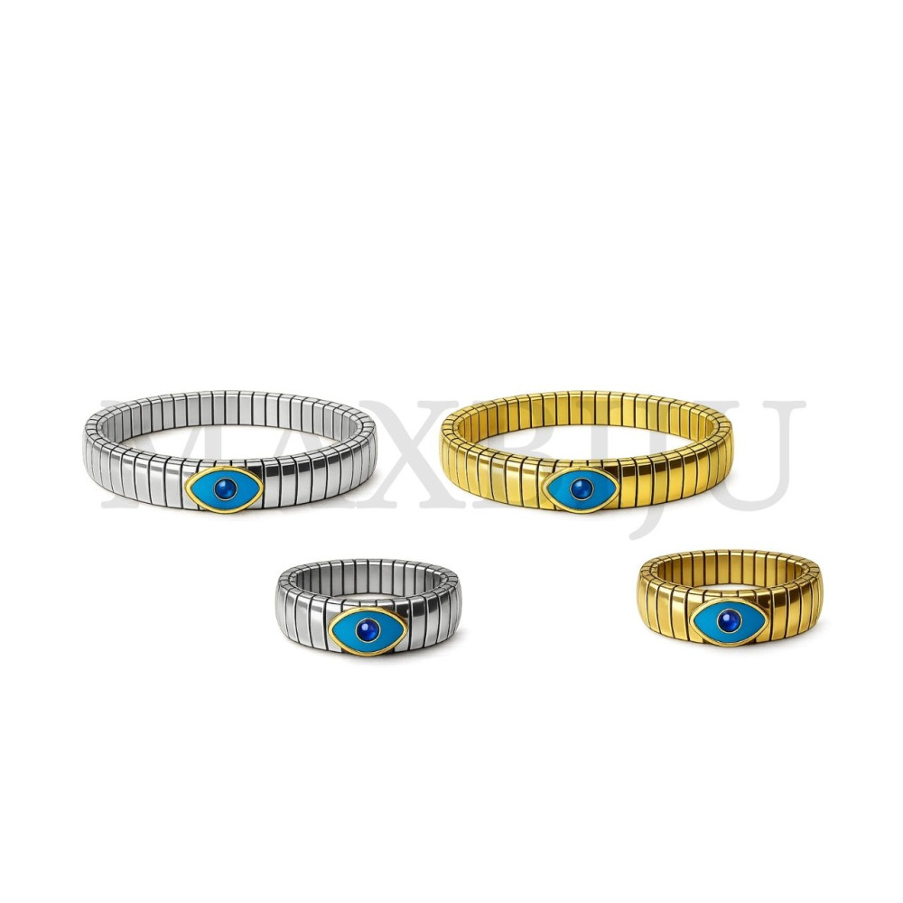 Stainless Steel Bracelet and Ring Set- Adjustable