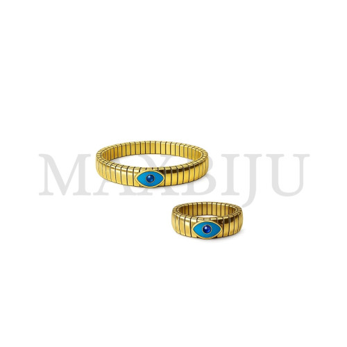 Stainless Steel Bracelet and Ring Set- Adjustable