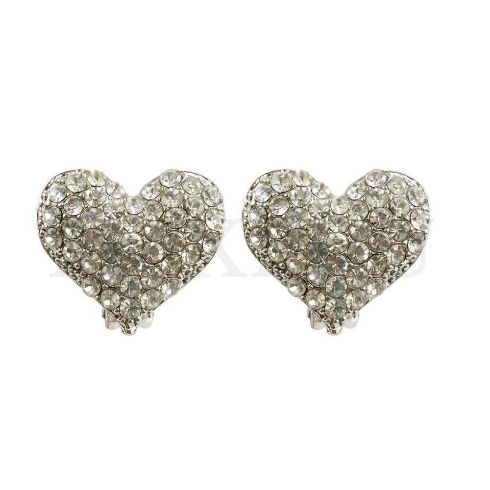 Metal Spring Clip Heart Earrings