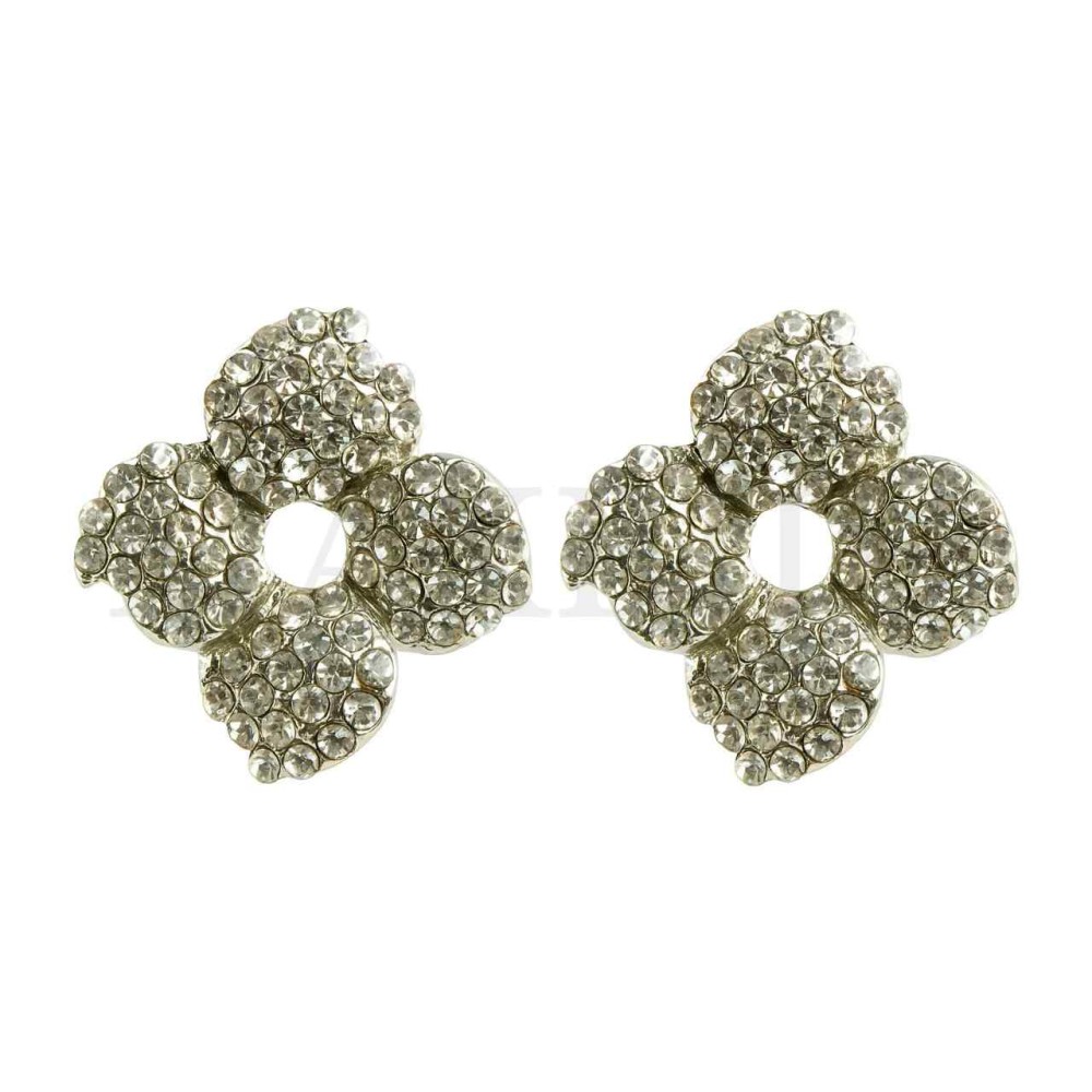 Metal Spring Clip Flower Earrings