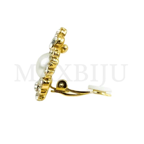 Metal Spring Clip Earrings Flower