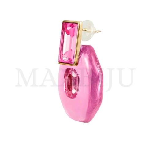 Metal and Colored Resin Earrings