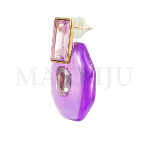 Metal and Colored Resin Earrings