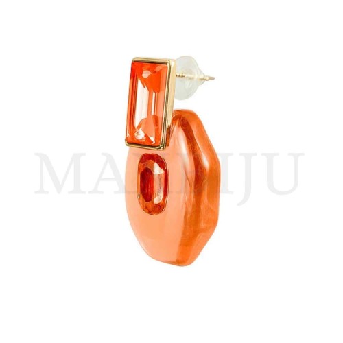 Metal and Colored Resin Earrings