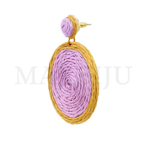 Colored Metal and Raffia Earrings