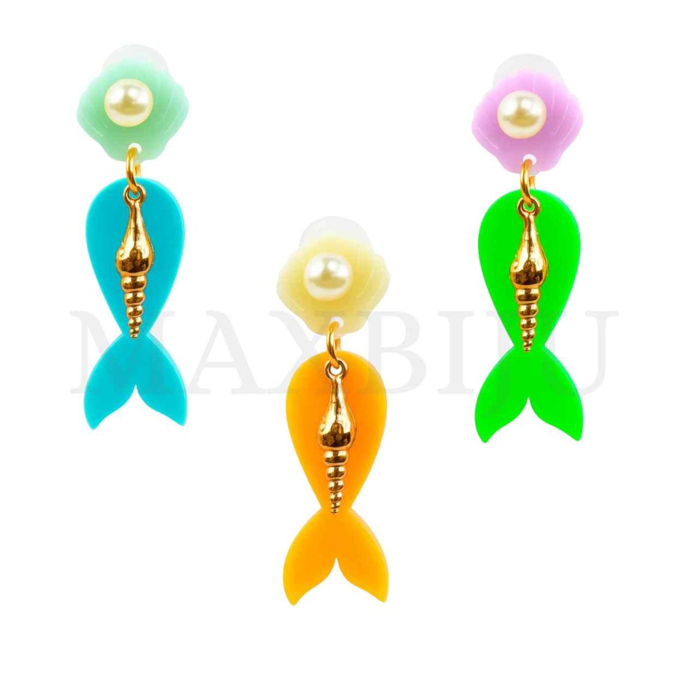 Metal and Resin Fish Earrings