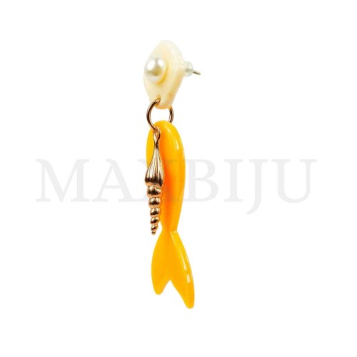 Metal and Resin Fish Earrings