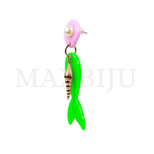 Metal and Resin Fish Earrings