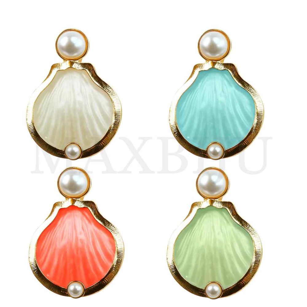 Metal and Resin Shell Earrings