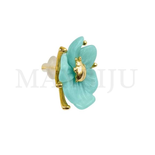 Metal and Resin Flower with Ladybug Earrings