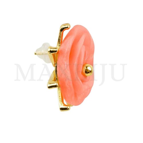 Metal and Resin Flower Earrings