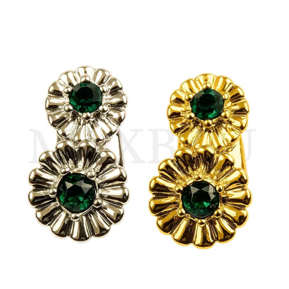 Metal Earrings - Double Flower