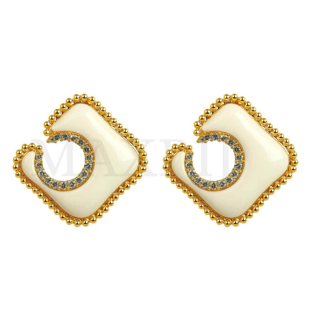 Metal Earrings - Modern Style Earrings with Resin